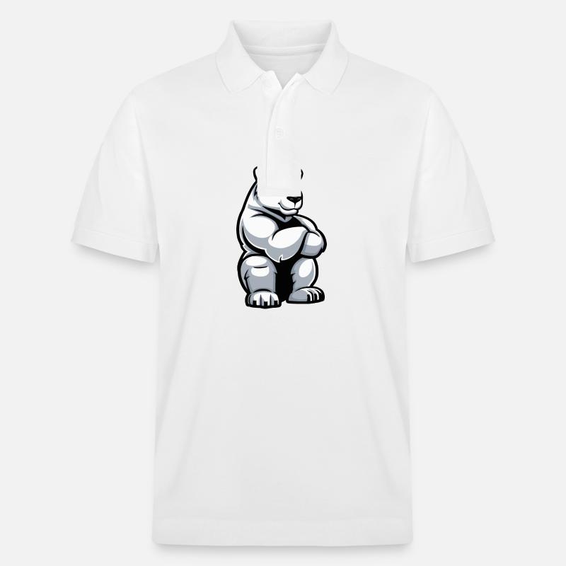 Polar Bear Comic - Stanley/Stella Unisex Organic Polo Shirt PREPSTER - white