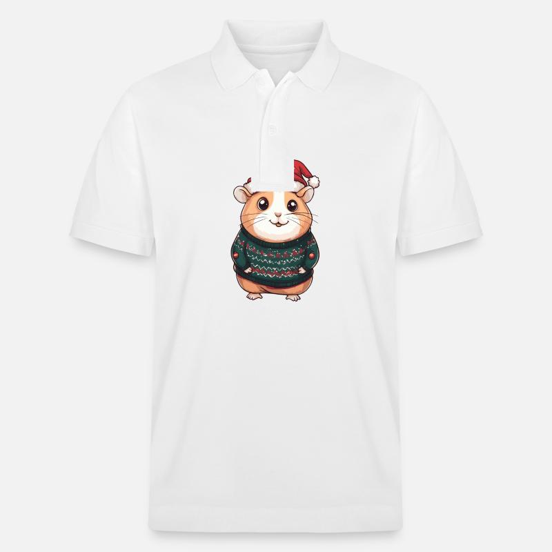 Hamster Weihnachten Comic - Stanley/Stella Unisex Bio-Poloshirt PREPSTER - Weiß