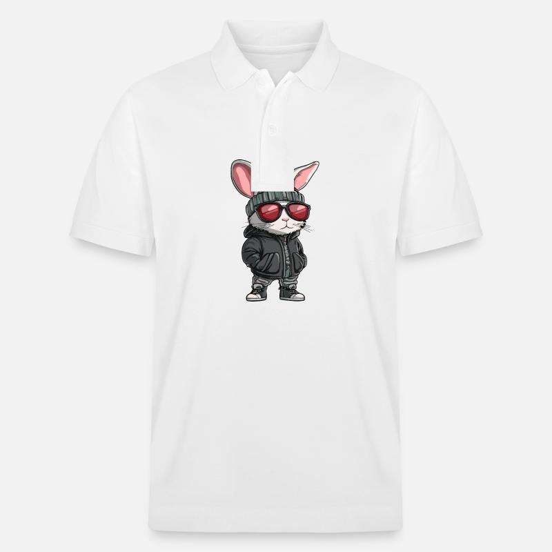 Bunny Cool Comic - Stanley/Stella Unisex Organic Polo Shirt PREPSTER - white