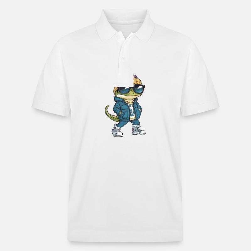 Lizard Cool Comic - Stanley/Stella Unisex Organic Polo Shirt PREPSTER - white