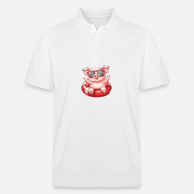 Cochon Bande Dessinée Cool - Polo PREPSTER bio Stanley/Stella Unisexe - blanc