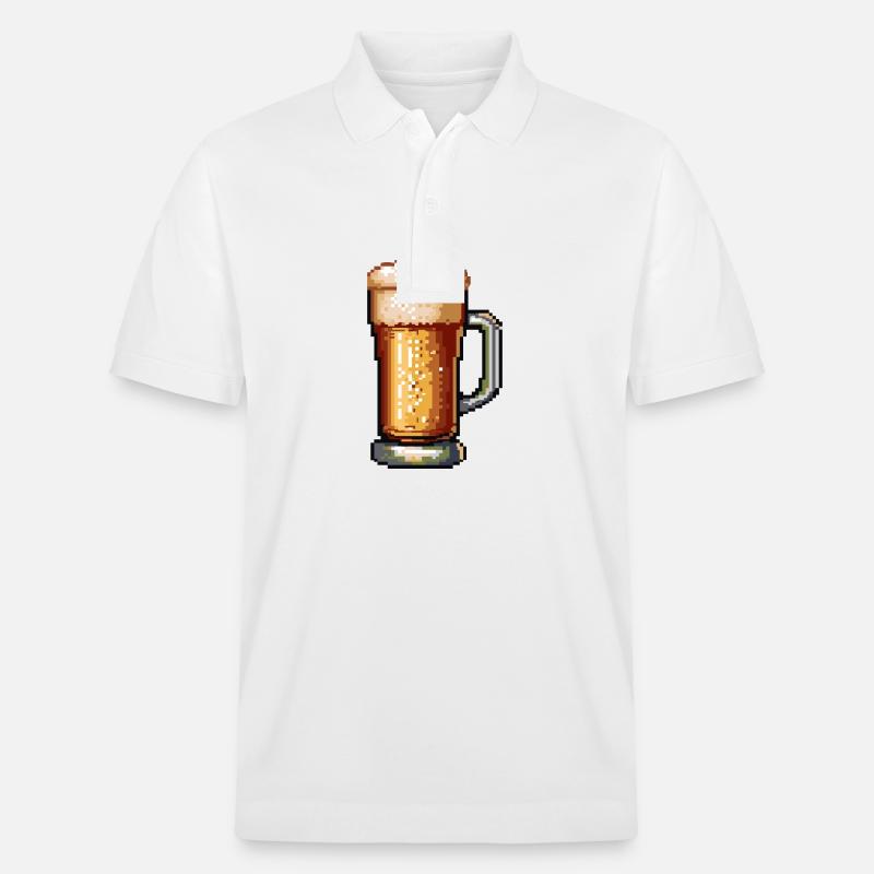 Bierkrug Pixel Bier - Stanley/Stella Unisex Bio-Poloshirt PREPSTER - Weiß