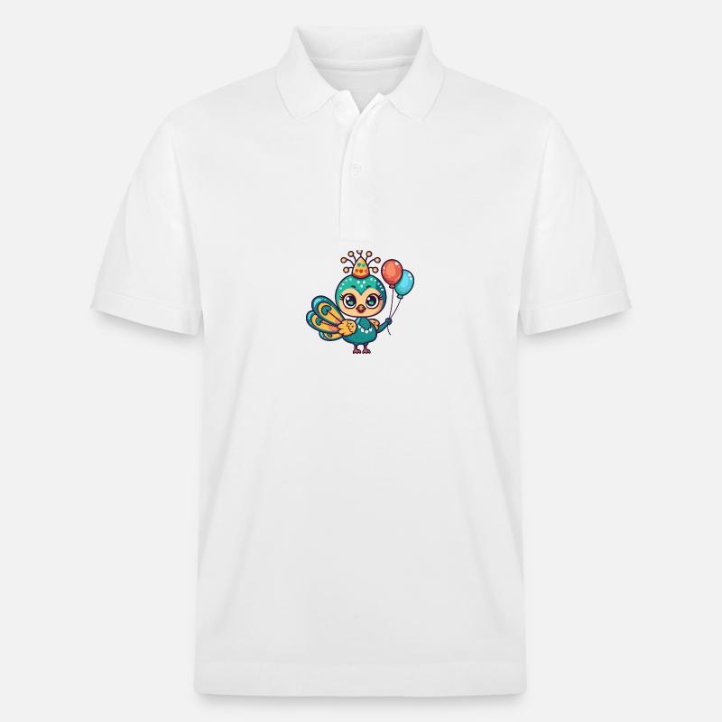 paon oiseau anniversaire bébé - Polo PREPSTER bio Stanley/Stella Unisexe - blanc
