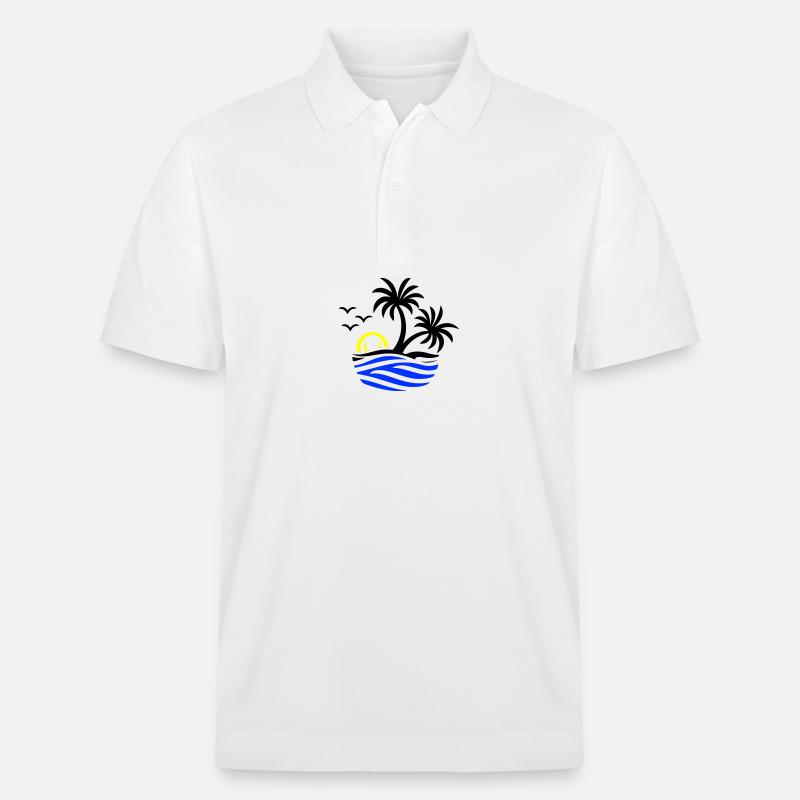 Insel Palmen Meer - Stanley/Stella Unisex Bio-Poloshirt PREPSTER - Weiß