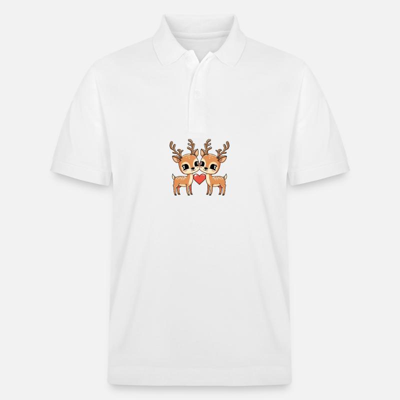 Couple de cerfs Saint-Valentin - Polo PREPSTER bio Stanley/Stella Unisexe - blanc