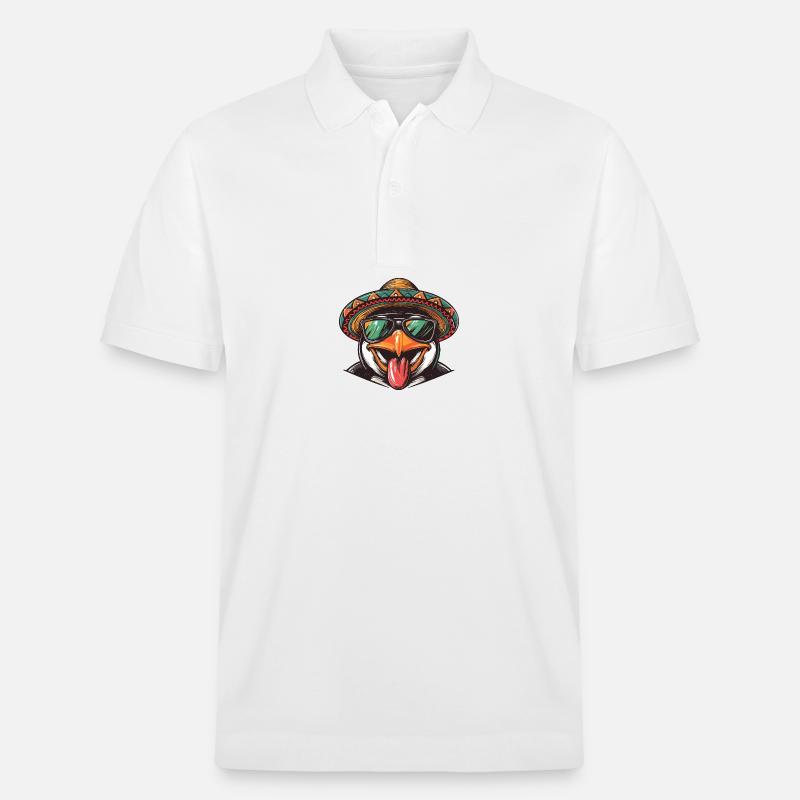 Pingouin Bande Dessinée Drôle Sombrero - Polo PREPSTER bio Stanley/Stella Unisexe - blanc