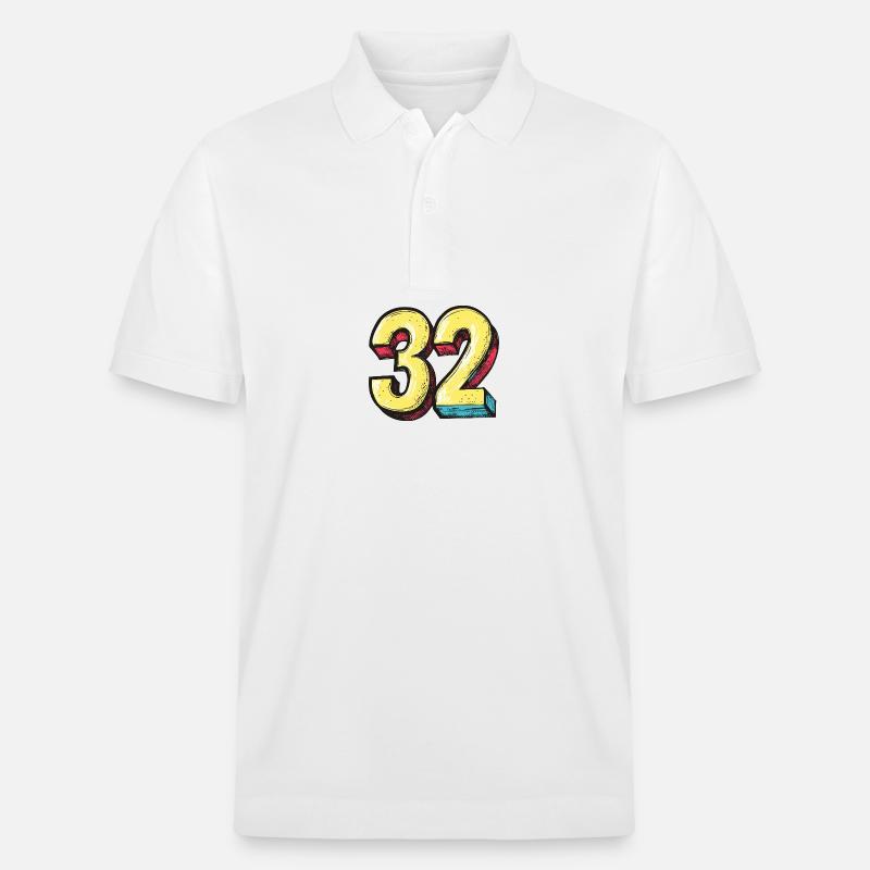 32 Zahl symbol - Stanley/Stella Unisex Bio-Poloshirt PREPSTER - Weiß