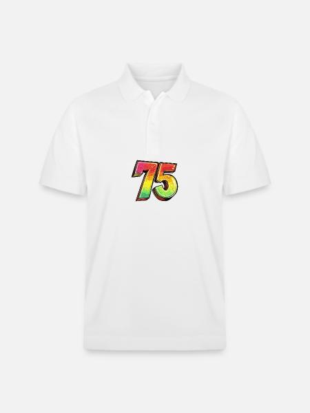 75 Number Symbol - Stanley/Stella Unisex Organic Polo Shirt PREPSTER - white
