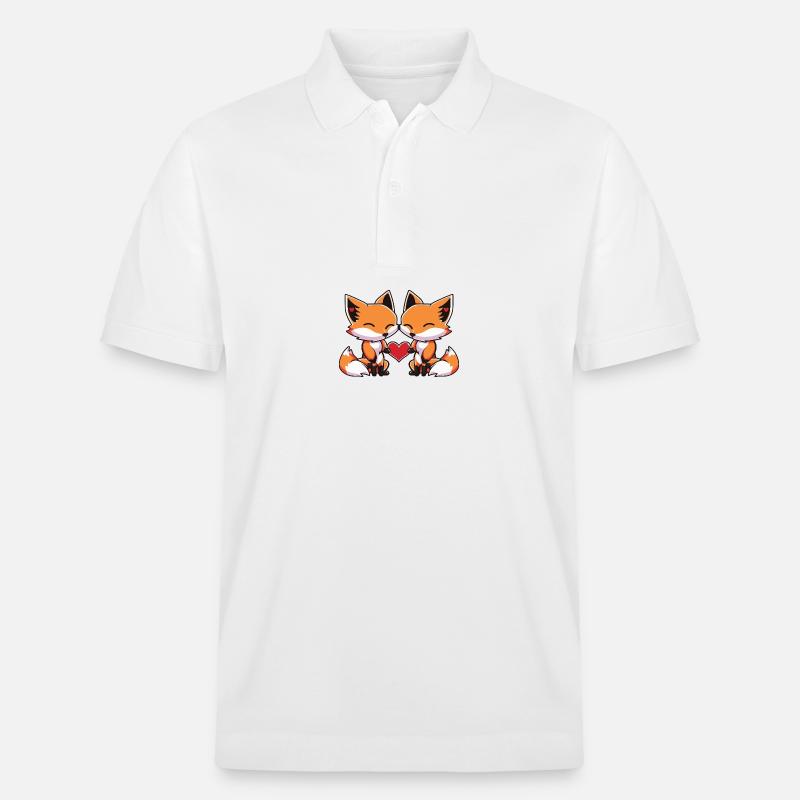 Couple Renard Saint-Valentin - Polo PREPSTER bio Stanley/Stella Unisexe - blanc
