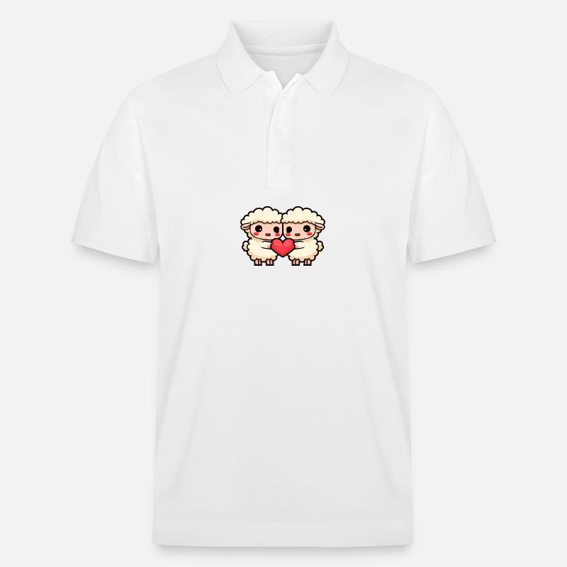 Couple de moutons Saint-Valentin - Polo PREPSTER bio Stanley/Stella Unisexe - blanc