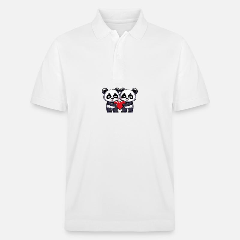 Panda Couple Saint-Valentin - Polo PREPSTER bio Stanley/Stella Unisexe - blanc