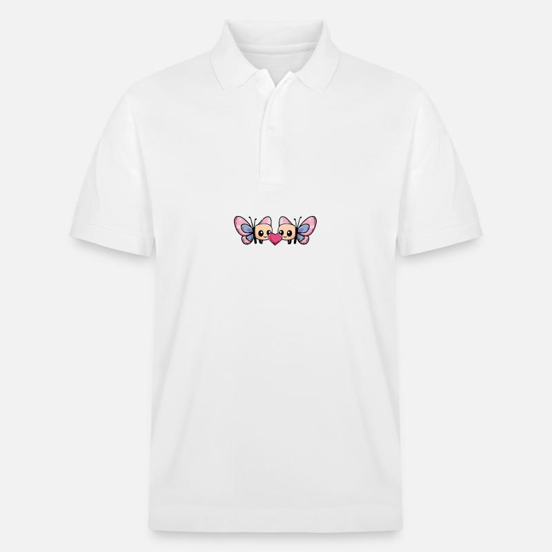 Couple Papillon Saint-Valentin - Polo PREPSTER bio Stanley/Stella Unisexe - blanc