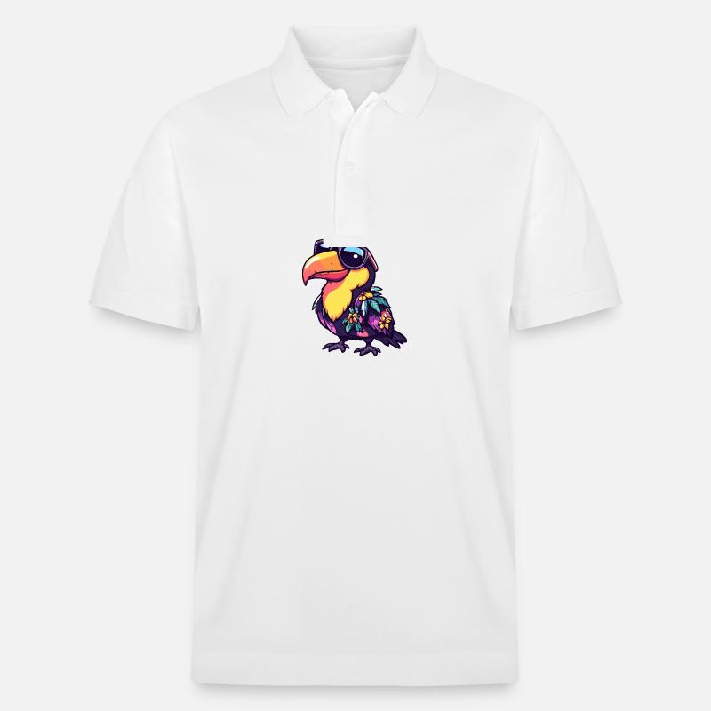 Tukan Vogel Comic Urlaub - Stanley/Stella Unisex Bio-Poloshirt PREPSTER - Weiß