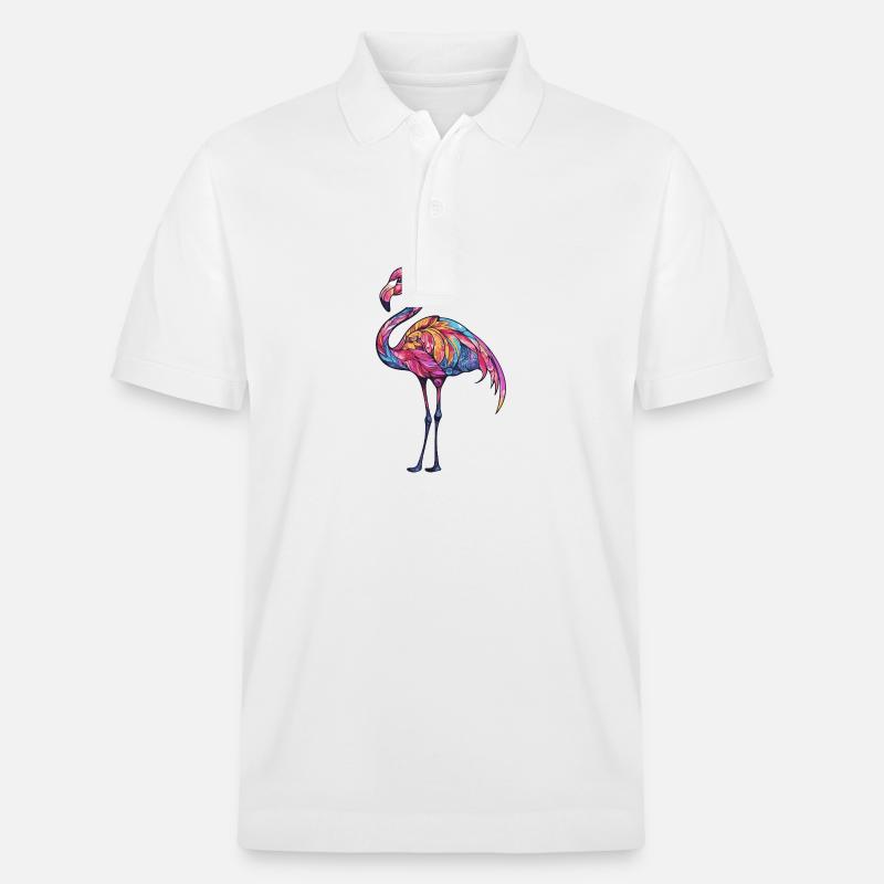 Flamingo Bunt - Stanley/Stella Unisex Bio-Poloshirt PREPSTER - Weiß