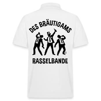 Des Bräutigams Rasselbande (JGA / Bier / Team / B) - Stanley/Stella Unisex Bio-Poloshirt PREPSTER - Weiß - Hinten - Andy (188cm)