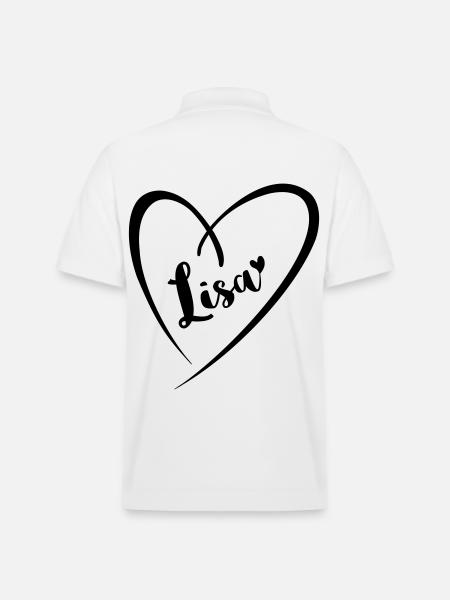 Lisa surname first name in heart frame - Stanley/Stella Unisex Organic Polo Shirt PREPSTER - white