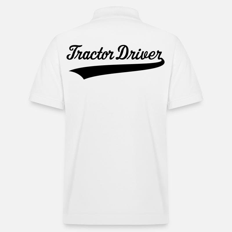 Traktorfahrer – Beschriftung (Farmer / Schwarz) - Stanley/Stella Unisex Bio-Poloshirt PREPSTER - Weiß