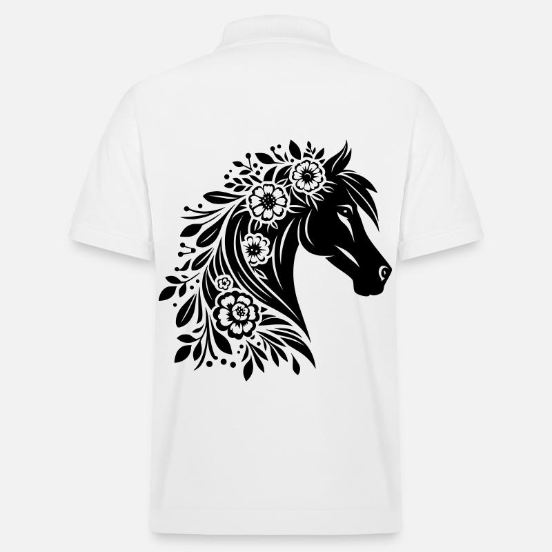 Pferdekopf Blumen - Stanley/Stella Unisex Bio-Poloshirt PREPSTER - Weiß