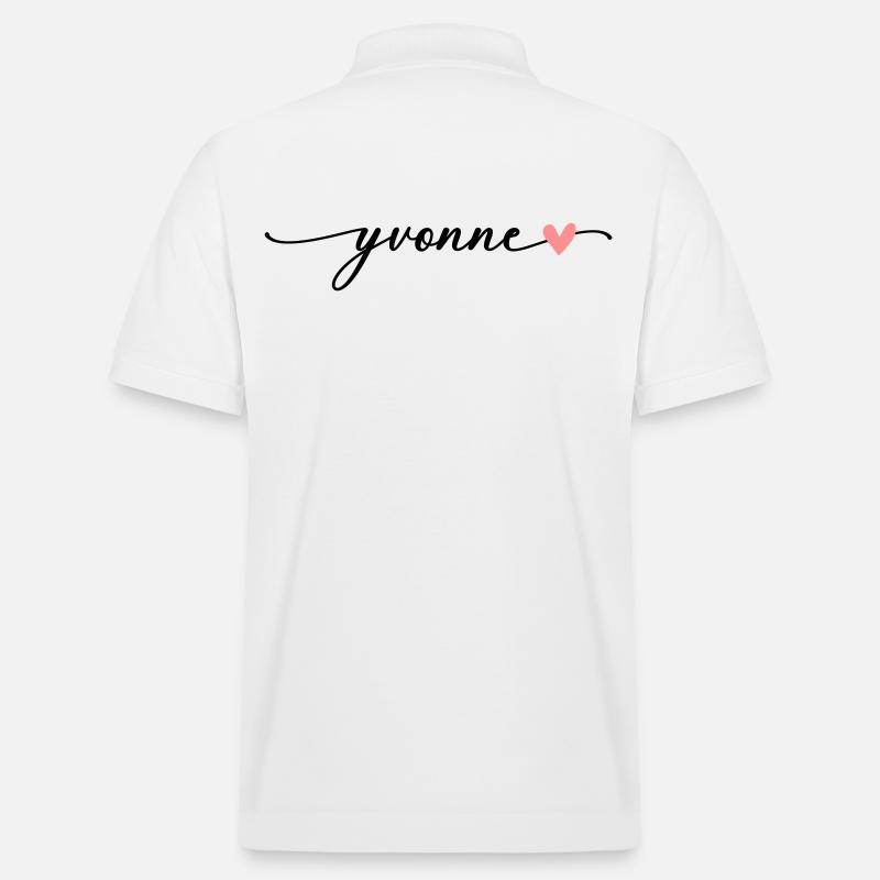 Yvonne Nom Prénom Calligraphie Script - Polo PREPSTER bio Stanley/Stella Unisexe - blanc