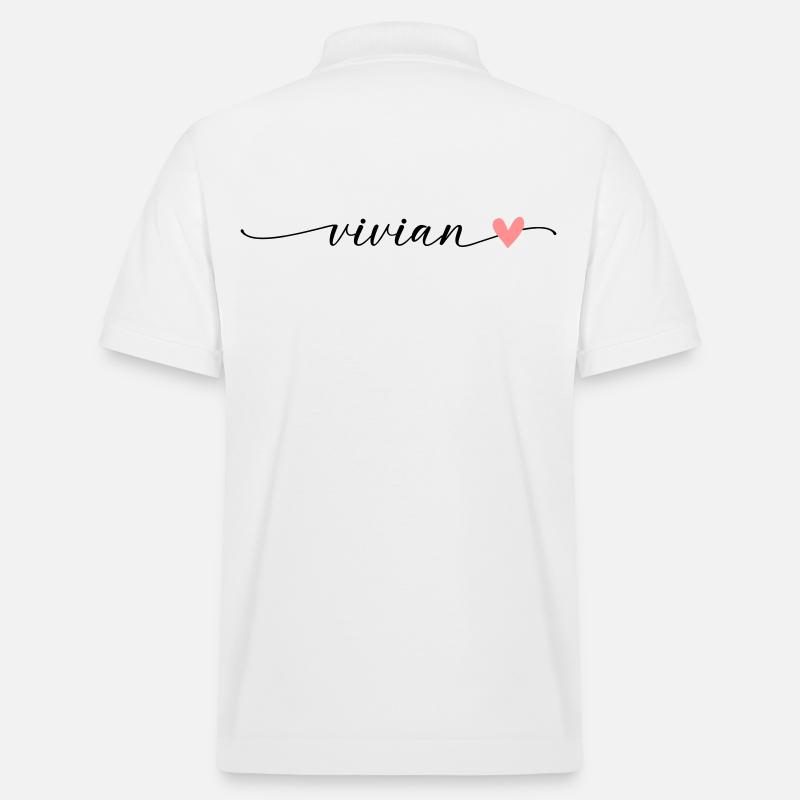 Vivian Nom Prénom Calligraphie Script - Polo PREPSTER bio Stanley/Stella Unisexe - blanc