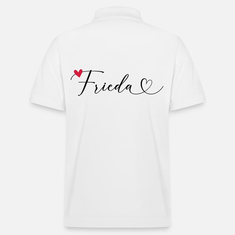 Frieda Nom Prénom Calligraphie coeur - Polo PREPSTER bio Stanley/Stella Unisexe - blanc