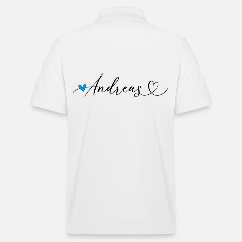Andreas Nom Prénom Calligraphie Coeur - Polo PREPSTER bio Stanley/Stella Unisexe - blanc