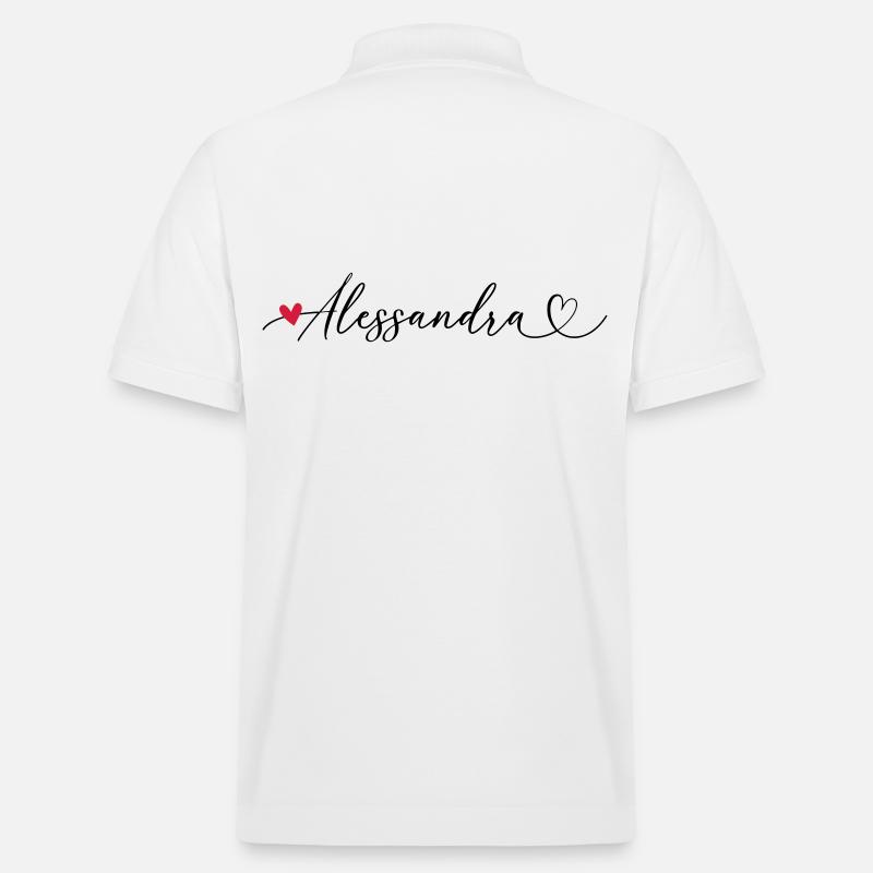 Alessandra Nom Prénom Calligraphie coeur - Polo PREPSTER bio Stanley/Stella Unisexe - blanc