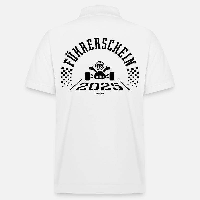 Führerschein 2025 (Fahranfänger / Black) - Stanley/Stella Unisex Bio-Poloshirt PREPSTER - Weiß