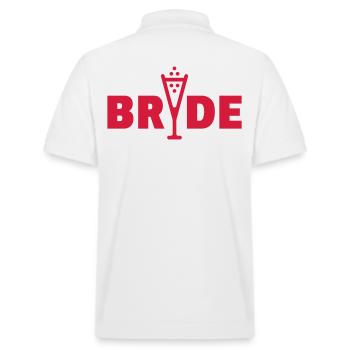 Bride Bubbly (Hen Night Bachelorette Party / Red) - Stanley/Stella Unisex Organic Polo Shirt PREPSTER - white - Back - Andy (188cm)