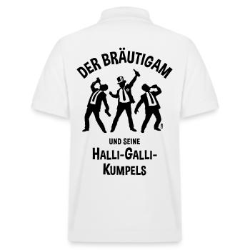 Der Bräutigam Und Seine Halli-Galli-Kumpels, JGA B - Stanley/Stella Unisex Bio-Poloshirt PREPSTER - Weiß - Hinten - Andy (188cm)