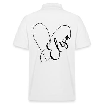 Elisa Name Herzlinie - Stanley/Stella Unisex Bio-Poloshirt PREPSTER - Weiß - Hinten - Andy (188cm)