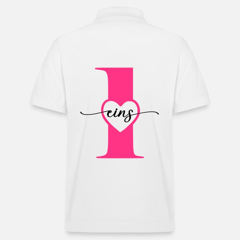 Cifra Uno 1 con Cuore - Polo ecologica unisex PREPSTER di Stanley/Stella - bianco