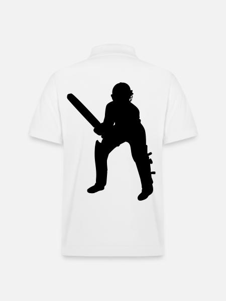 Cricket Batsman Batter Black - Stanley/Stella Unisex Organic Polo Shirt PREPSTER - white
