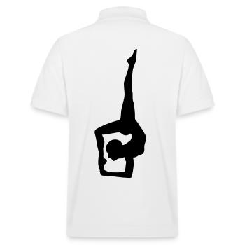Dynamic yoga silhouette - Stanley/Stella Unisex Organic Polo Shirt PREPSTER - white - Back - Andy (188cm)
