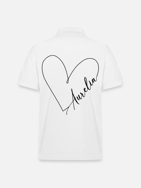 Aurelia Name Heart Line - Stanley/Stella Unisex Organic Polo Shirt PREPSTER - white