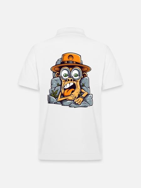Expressive Street Art Monkey - Stanley/Stella Unisex Organic Polo Shirt PREPSTER - white