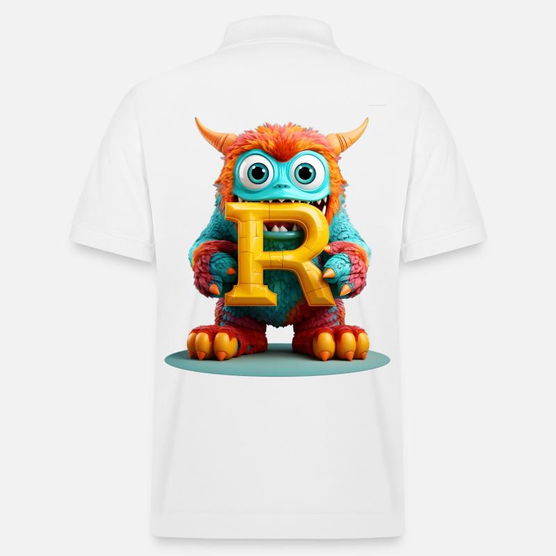 Bunter Monster mit Buchstabe R - Stanley/Stella Unisex Bio-Poloshirt PREPSTER - Weiß