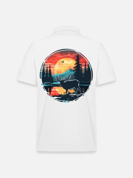 Beautiful nature design with deer in the forest - Stanley/Stella Unisex Organic Polo Shirt PREPSTER - white