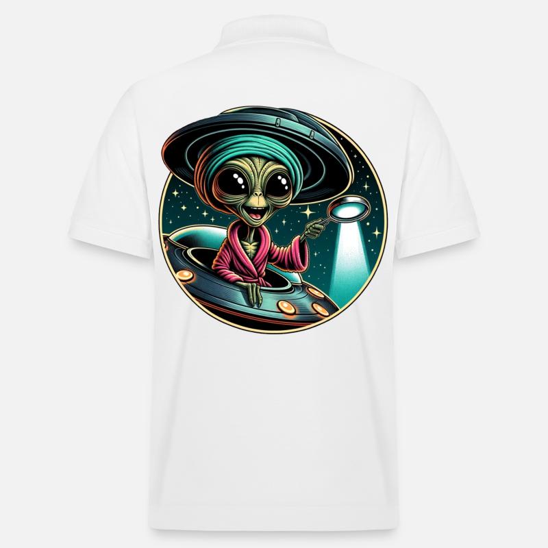 Außerirdischer Detektiv im UFO-Licht - Stanley/Stella Unisex Bio-Poloshirt PREPSTER - Weiß