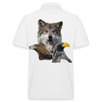 Wolf und Adler - Stanley/Stella Unisex Bio-Poloshirt PREPSTER - Weiß - Hinten - Andy (188cm)