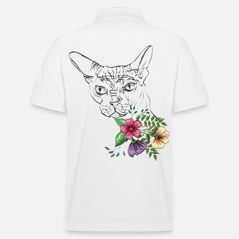 Chat avec des fleurs - Polo PREPSTER bio Stanley/Stella Unisexe - blanc