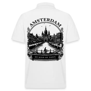 AMSTERDAM chemise design caligraphic - Polo PREPSTER bio Stanley/Stella Unisexe - blanc - Dos - Andy (188cm)