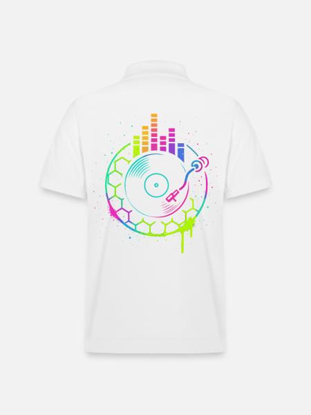 Music Vinyl Turntable DJ Equalizer Retro - Stanley/Stella Unisex Organic Polo Shirt PREPSTER - white