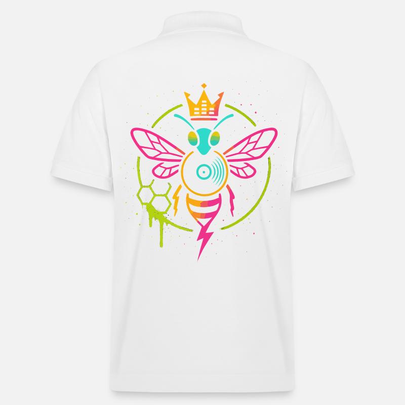 Neon Queen Bee, Electro Hive Beats - Stanley/Stella Unisex Bio-Poloshirt PREPSTER - Weiß