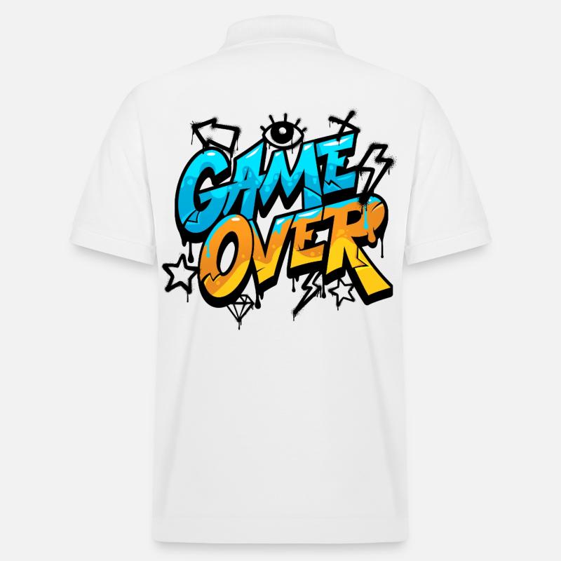 Game Over Graffiti Neon Gradient - Stanley/Stella Unisex Organic Polo Shirt PREPSTER - white