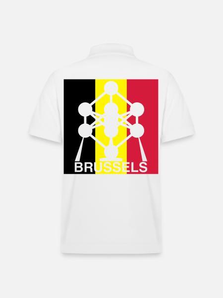 Brussels Atomium – Belgian Flag Square Icon - Stanley/Stella Unisex Organic Polo Shirt PREPSTER - white