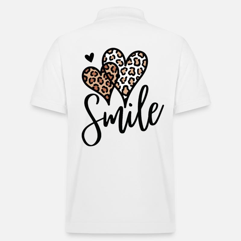 Police de sourire des cœurs de léopard - Polo PREPSTER bio Stanley/Stella Unisexe - blanc