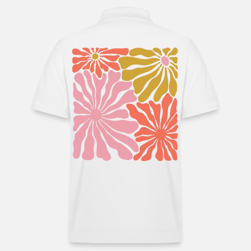 Frühlingsblüten Pop-Art Muster - Stanley/Stella Unisex Bio-Poloshirt PREPSTER - Weiß