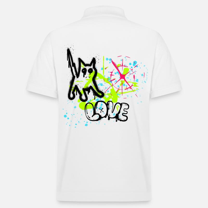 Neon Graffiti Splatter Muster - Stanley/Stella Unisex Bio-Poloshirt PREPSTER - Weiß