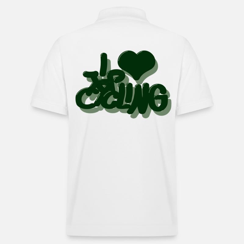 I_love_Cycling_dunkelgrun - Stanley/Stella Unisex Bio-Poloshirt PREPSTER - Weiß
